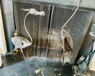 Vintage Crane Bird Sculptures