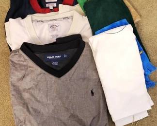 494 - Golfer's Lot, 3 Mens Outerwear Vest & bag towels Polo Golf by Ralph Lauren, V-Neck , water resistant - Size L Callaway Golf, V-Neck - Size M Callaway Golf, 1/4 Zip - Size M
