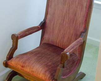 1166 - Walnut Victorian Platform Rocker 39x24x18
