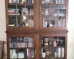 267 - Custom Made Bookcase Cabinet 4 Door Individual window lite 86 x 62 x 16 with keys
