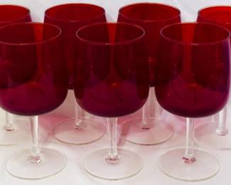 37 - 7 Ruby Red Glass Stems 6"
