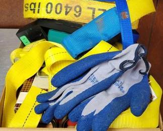 164 - Assorted Straps & Blue Gloves & more
