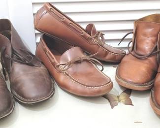 441 - 3 pair of Men's Casual Leather Shoes Chukka Boots, dark brown, size 11.5 J.Crew Leather Driving Shoes, size 11.5 Chukka Boots, lighter brown, size 11.5
