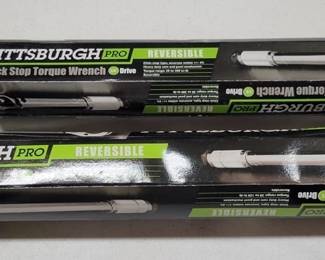189 - 2 Pittsburgh Pro Click Stop Torque Wrenches 1/4" & 1/2" - w/ hard cases
