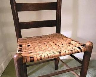 145 - Primitive Ladderback Chair 33 x 17.5 x 13
