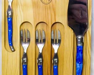 10 - Laguiole France Cheese Knife Set Wood Tray 12x8

