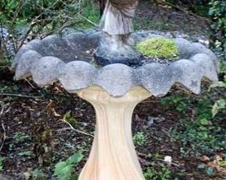 12h - Concrete Bird Bath w/ Figure 53 x 31
