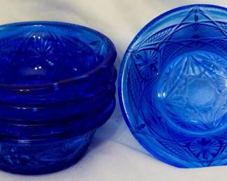 83 - 5pc Blue Glass Bowls 1.5x4.5"

