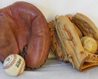 1224 - Vintage Baseball Gloves & Balls
