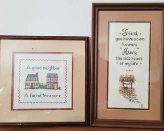 1269 - 2 Framed Needlepoints 14 x 14, 18.5 x 11.5
