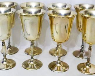 43 - 8 Leonard EPNS Silver Plate Goblets 7.5"
