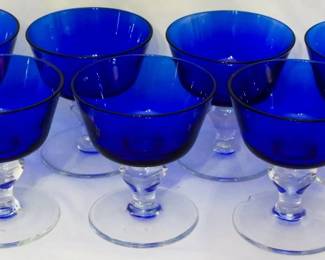 31 - 7 Doyen Royal Cobalt Blue Champagnes 4" some chips
