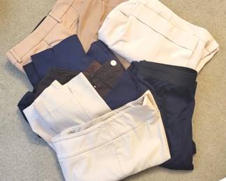 410 - Assorted Ladies pants/slacks/capris Peck & Peck, size 12 (cream capris) Talbots Petites, size M (navy blue) Chico's Brown slacks, size unknown Chico's SO Slimming, Ankle, size 0 Josephine Essentials capris, size 12 Talbots Petites, size 12p Cream, elastic type waste, size unknown

