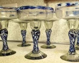 326 - 6 Blown 8" Glass Margarita Glasses
