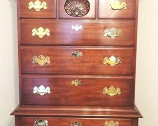 455 - Henkel Harris Bonnet Top 3 Part Form Highboy made From Solid Wild Black Cherry 88 x 41 x 21
