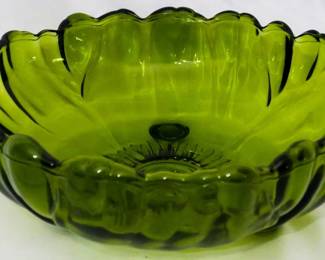 48 - Indiana Avocado Green Footed Bowl 4x11"
