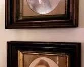 238 - Pair Walnut Shadowbox Frames w/ Pictures 14 x 12
