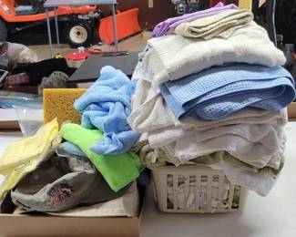 198 - Lot of Rags & more 1 box & 1 small plastic bin
