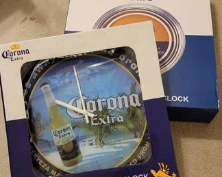 838 - 2 Corona Advertising Clocks in box You are buying a used as-is electric/electronic item. We do not guarantee all components are present, and if it is not expressly stated, it is untested.
