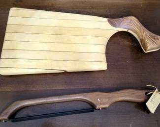 296 - Cutting Board & Wooden Bow Saw
