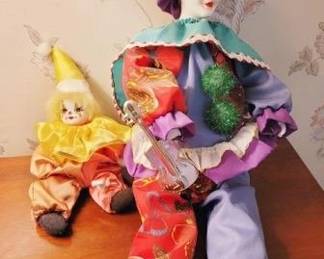 212 - 2 Vintage Clowns, largest 15" long
