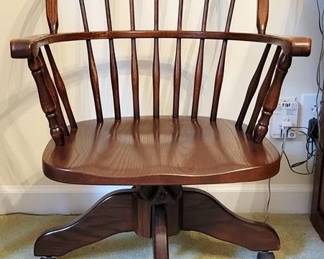 456 - Windsor Style Oak Office Chair by Tom Seely
