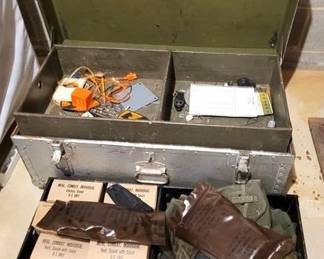 1526 - Old Metal Military Trunk w/ Contents
