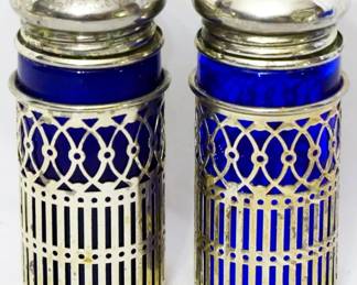 36 - Pair Cobalt Overlaid Salt & Pepper Shakers 4"
