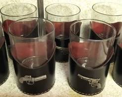 322 - 8 Vintage Leather Wrapped Liquor Glasses
