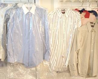 418 - Assorted Men's Dress Shirts & Button up Polos Hathaway, Kenneth Gordon, Brooks Brothers, size 15 1/2-5, Polo by Ralph Lauren, size 15 1/2--34/35, Polo Gold by Ralph Lauren, size M, Polos are all sized small
