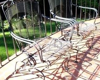 5h - Pair Outdoor Metal Arm Chairs 38 x 26 x 24
