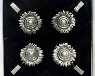 49 - 4 Pewter Table Cloth Weights in Box
