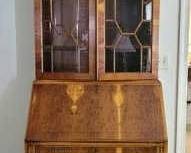 234 - English Yew Wood 2 Part Bookcase Secretary 85 x 33 x 12.5
