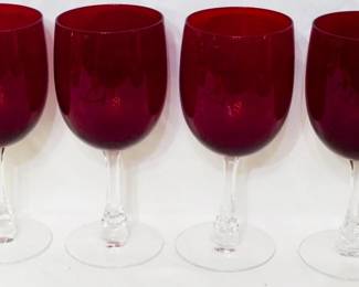 38 - 4 Fostoria Fascination Ruby Goblets7"
