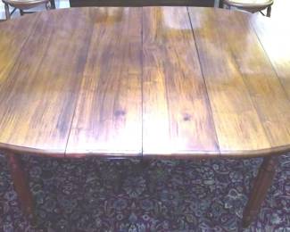 2 - Vintage Oval Drop Side Dining Table, 2 Leaves 62x74x43 with 2 table leaves in & drop sides lifted 5 legs
