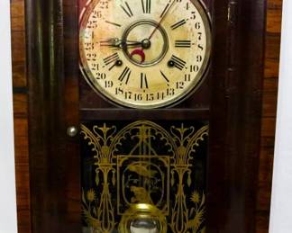23 - Southern Clock Co Ogee Calendar Clock 25x15.5x5 You are buying a used as-is electric/electronic item. We do not guarantee all components are present, and if it is not expressly stated, it is untested.
