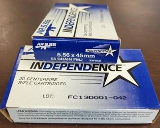 7522 - 2 Full Boxes Independence 5.56 Ammo
