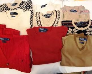 392 - Lot of Assorted Men's Sweaters Polo by Ralph Lauren Mostly L & M
