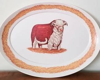 1240 - Waverly Line Melamine Hereford Bull Platter 21 x 15
