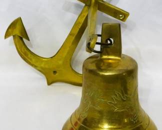 73 - Brass Wall Mount Nautical Bell 10.5"
