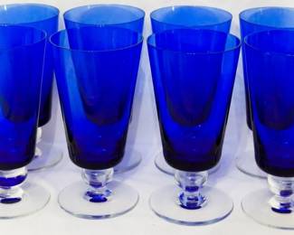 42 - 8 Doyen Royal Cobalt Blue Iced Teas 7" some chips
