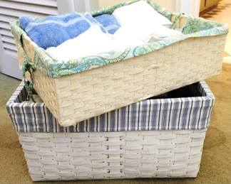 401 - Two White Baskets w/ contents
