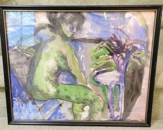 133 - Framed Nude Water Color, artist signed 1972 17 x 21
