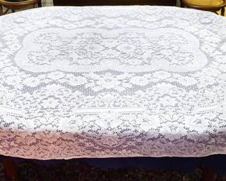 1 - Oval Lace Table Linen approx 70 x 85
