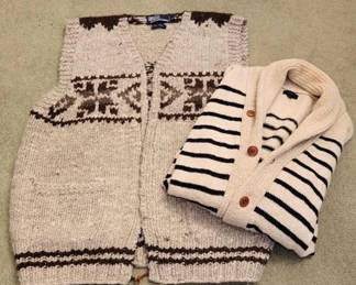 506 - Polo Hand Knit 100% wool zippered Sweater Vest Size M and J. Crew Button up Men's Sweater, size M
