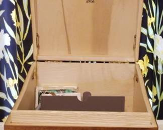 1129 - Wooden Dovetailed Box with Tapes
