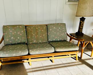 Vintage Bamboo/Rattan Sofa, Side tables and chairs