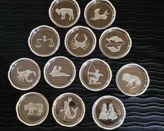 Val Saint Lambert Zodiac Coasters 