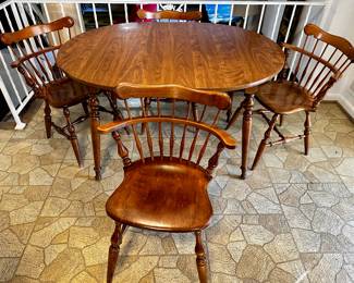 Vintage Ethan Allen Table and (4) Four Chairs