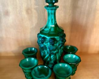 Art Deco Malachite Decantur and aperitifs.